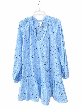 H&M Light Blue Eyelet V-Neck Tunic